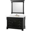 Andover 48 In. Vanity in Antique Black with Marble Vanity Top in Carrera White and Mirror
