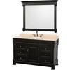 Andover 55 In. Vanity in Antique Black with Marble Vanity Top in Ivory and Mirror