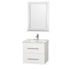 Centra 24 In. Vanity in White with Marble Vanity Top in Carrara White and Undermount Sink