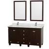 Acclaim 60 In. Double Vanity in Espresso with Top in Carrara White with Square Sinks and Mirrors
