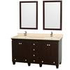 Acclaim 60 In. Double Vanity in Espresso with Top in Ivory with Square Sinks and Mirrors