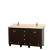 Acclaim 60 In. Double Vanity in Espresso with Top in Ivory with Square Sinks and No Mirrors