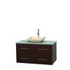 Centra 42 In. Single Vanity in Espresso with Green Glass Top with Ivory Sink and No Mirror