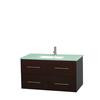 Centra 42 In. Single Vanity in Espresso with Green Glass Top with Square Sink and No Mirror
