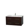 Centra 42 In. Single Vanity in Espresso with Solid SurfaceTop with Square Sink and No Mirror