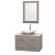 Centra 36 In. Single Vanity in Gray Oak with Ivory Marble Top with White Carrera Sink and 24 In. Mirror