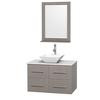 Centra 36 In. Single Vanity in Gray Oak with Solid SurfaceTop with White Porcelain Sink and 24 In. Mirror