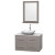 Centra 36 In. Single Vanity in Gray Oak with Solid SurfaceTop with White Carrera Sink and 24 In. Mirror