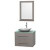 Centra 30 In. Single Vanity in Gray Oak with Green Glass Top with White Carrera Sink and 24 In. Mirror