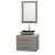 Centra 30 In. Single Vanity in Gray Oak with Ivory Marble Top with Black Granite Sink and 24 In. Mirror