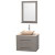 Centra 30 In. Single Vanity in Gray Oak with Ivory Marble Top with Ivory Sink and 24 In. Mirror