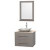 Centra 30 In. Single Vanity in Gray Oak with Ivory Marble Top with White Carrera Sink and 24 In. Mirror