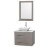 Centra 30 In. Single Vanity in Gray Oak with Solid SurfaceTop with White Porcelain Sink and 24 In. Mirror