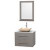 Centra 30 In. Single Vanity in Gray Oak with Solid SurfaceTop with Ivory Sink and 24 In. Mirror