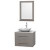 Centra 30 In. Single Vanity in Gray Oak with Solid SurfaceTop with White Carrera Sink and 24 In. Mirror