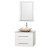Centra 30 In. Single Vanity in White with White Carrera Top with Ivory Sink and 24 In. Mirror