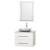 Centra 30 In. Single Vanity in White with White Carrera Top with White Carrera Sink and 24 In. Mirror