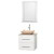 Centra 24 In. Single Vanity in White with Ivory Marble Top with Ivory Sink and 24 In. Mirror