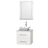 Centra 24 In. Single Vanity in White with Solid SurfaceTop with White Porcelain Sink and 24 In. Mirror