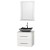 Centra 24 In. Single Vanity in White with Solid SurfaceTop with Black Granite Sink and 24 In. Mirror