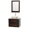 Centra 30 In. Single Vanity in Espresso with White Carrera Top with Bone Porcelain Sink and 24 In. Mirror