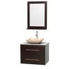 Centra 30 In. Single Vanity in Espresso with White Carrera Top with Ivory Sink and 24 In. Mirror