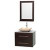 Centra 30 In. Single Vanity in Espresso with White Carrera Top with Ivory Sink and 24 In. Mirror