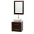 Centra 24 In. Single Vanity in Espresso with White Carrera Top with Bone Porcelain Sink and 24 In. Mirror