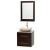 Centra 24 In. Single Vanity in Espresso with White Carrera Top with Ivory Sink and 24 In. Mirror