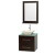 Centra 24 In. Single Vanity in Espresso with Green Glass Top with Bone Porcelain Sink and 24 In. Mirror