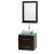 Centra 24 In. Single Vanity in Espresso with Green Glass Top with White Porcelain Sink and 24 In. Mirror