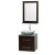 Centra 24 In. Single Vanity in Espresso with Green Glass Top with White Carrera Sink and 24 In. Mirror