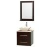 Centra 24 In. Single Vanity in Espresso with Ivory Marble Top with Bone Porcelain Sink and 24 In. Mirror