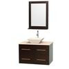 Centra 36 In. Single Vanity in Espresso with Ivory Marble Top with Bone Porcelain Sink and 24 In. Mirror