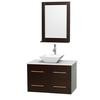 Centra 36 In. Single Vanity in Espresso with Solid SurfaceTop with White Porcelain Sink and 24 In. Mirror