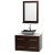 Centra 36 In. Single Vanity in Espresso with Solid SurfaceTop with Black Granite Sink and 24 In. Mirror