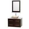 Centra 36 In. Single Vanity in Espresso with Solid SurfaceTop with Ivory Sink and 24 In. Mirror