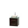 Centra 24 In. Single Vanity in Espresso with Green Glass Top with Bone Porcelain Sink and No Mirror