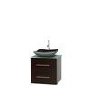Centra 24 In. Single Vanity in Espresso with Green Glass Top with Black Granite Sink and No Mirror