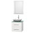 Centra 24 In. Single Vanity in White with Green Glass Top with White Carrera Sink and 24 In. Mirror