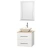 Centra 24 In. Single Vanity in White with Ivory Marble Top with Bone Porcelain Sink and 24 In. Mirror