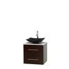 Centra 24 In. Single Vanity in Espresso with White Carrera Top with Black Granite Sink and No Mirror