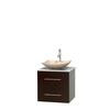 Centra 24 In. Single Vanity in Espresso with White Carrera Top with Ivory Sink and No Mirror