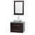 Centra 30 In. Single Vanity in Espresso with Green Glass Top with White Porcelain Sink and 24 In. Mirror