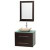 Centra 30 In. Single Vanity in Espresso with Green Glass Top with Ivory Sink and 24 In. Mirror