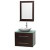 Centra 30 In. Single Vanity in Espresso with Green Glass Top with White Carrera Sink and 24 In. Mirror