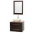 Centra 30 In. Single Vanity in Espresso with Ivory Marble Top with Bone Porcelain Sink and 24 In. Mirror