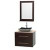 Centra 30 In. Single Vanity in Espresso with Ivory Marble Top with Black Granite Sink and 24 In. Mirror