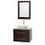 Centra 30 In. Single Vanity in Espresso with Solid SurfaceTop with Bone Porcelain Sink and 24 In. Mirror