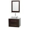 Centra 30 In. Single Vanity in Espresso with Solid SurfaceTop with White Porcelain Sink and 24 In. Mirror